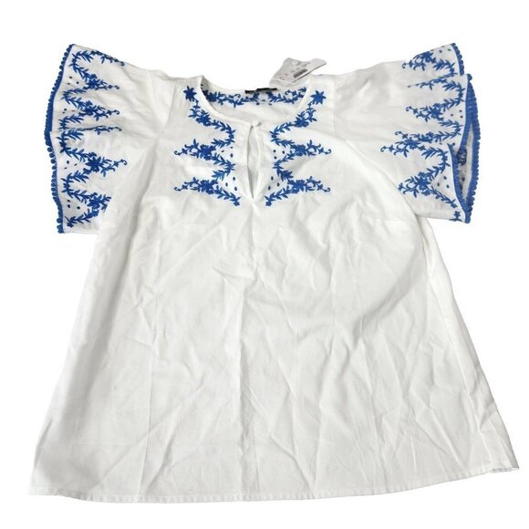 J. Crew Women's Size XS Flutter Sleeve Embroidered Blouse New - Picture 6 of 6